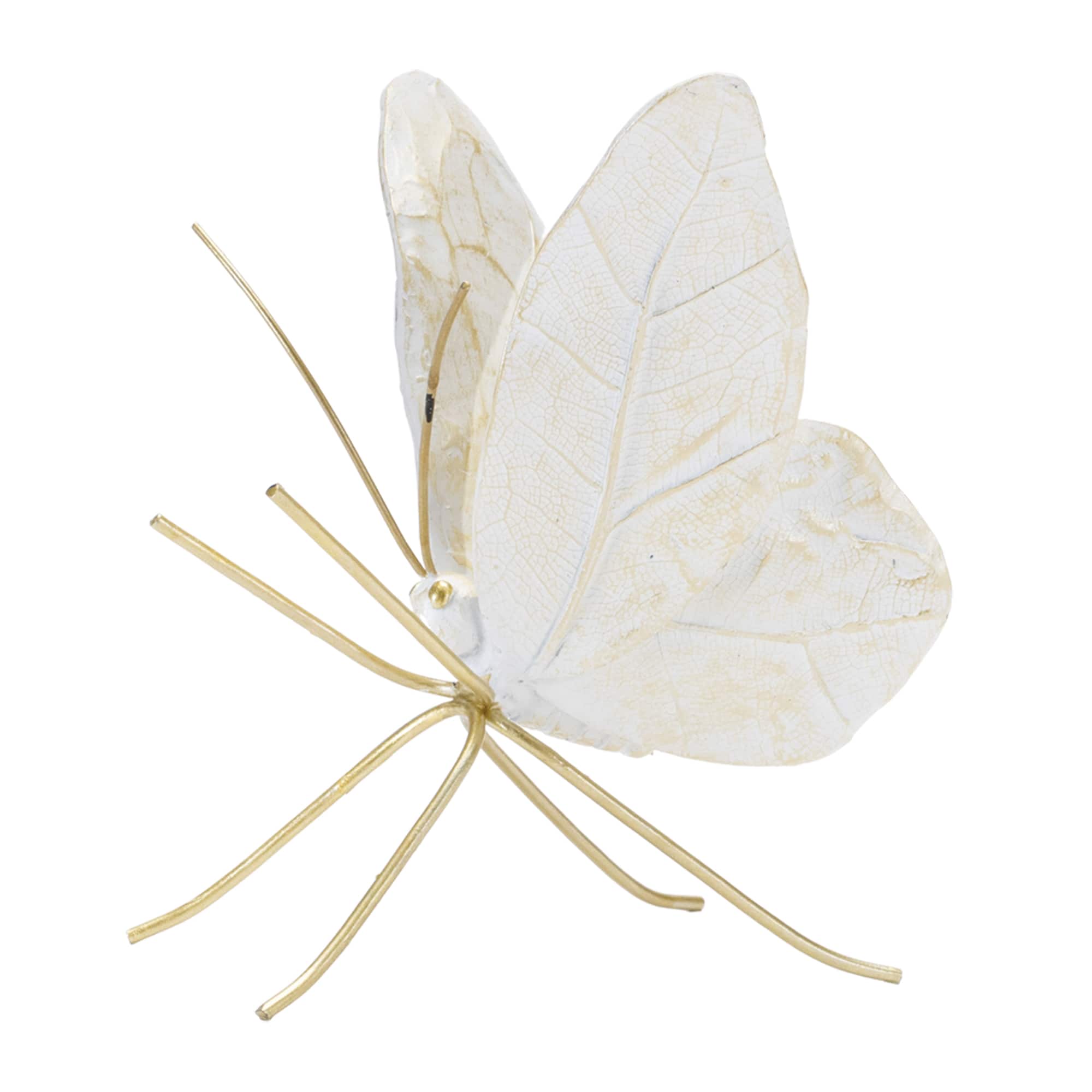 White & Gold Leaf Butterfly Shelf Sitter Set